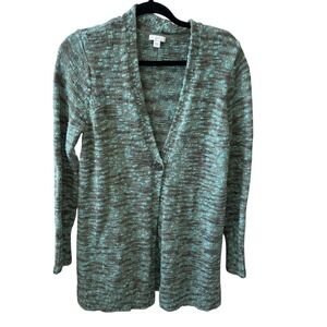J.Jill Cotton‎ One Button Front Knit Cardigan Sweater Women's XS Green